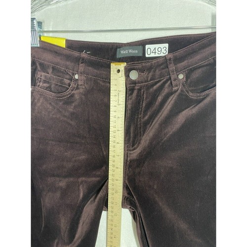 Well Worn Womens High Rise Luxe Velvet Tapered Pant 5 Pockets Size 6/28 Purple - Picture 3 of 9