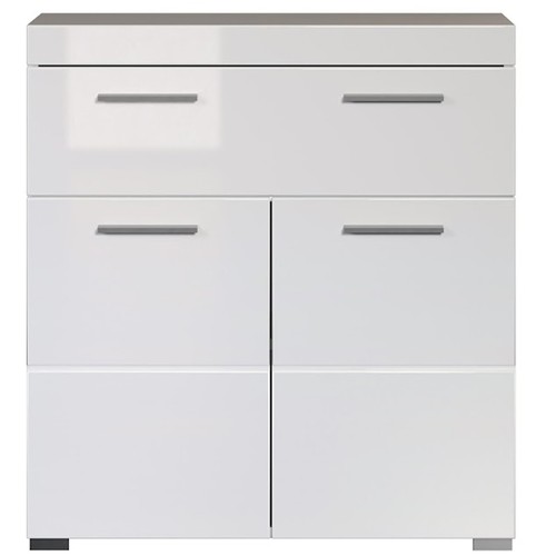 trendteam Badkommode Badezimmerschrank Badschrank Amanda Weiß Glanz 73 x 79 cm - Bild 2 von 9