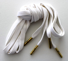 Nike NSW Premium Wax Flat Laces Shoelaces 54" White/Metallic Gold