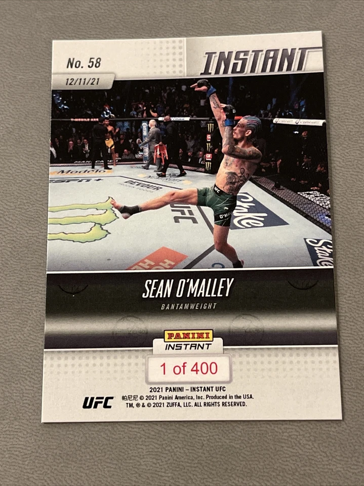 2021 PANINI UFC INSTANT SEAN O'MALLEY CELEBRATES AFTER 1'ST ROUND TKO  /400 - Image 2 of 2