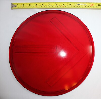 VINTAGE UNUSED NOS 12'' KOPP RED ARROW TRAFFIC SIGNAL GLASS LENS-KOPP TL-1200-5