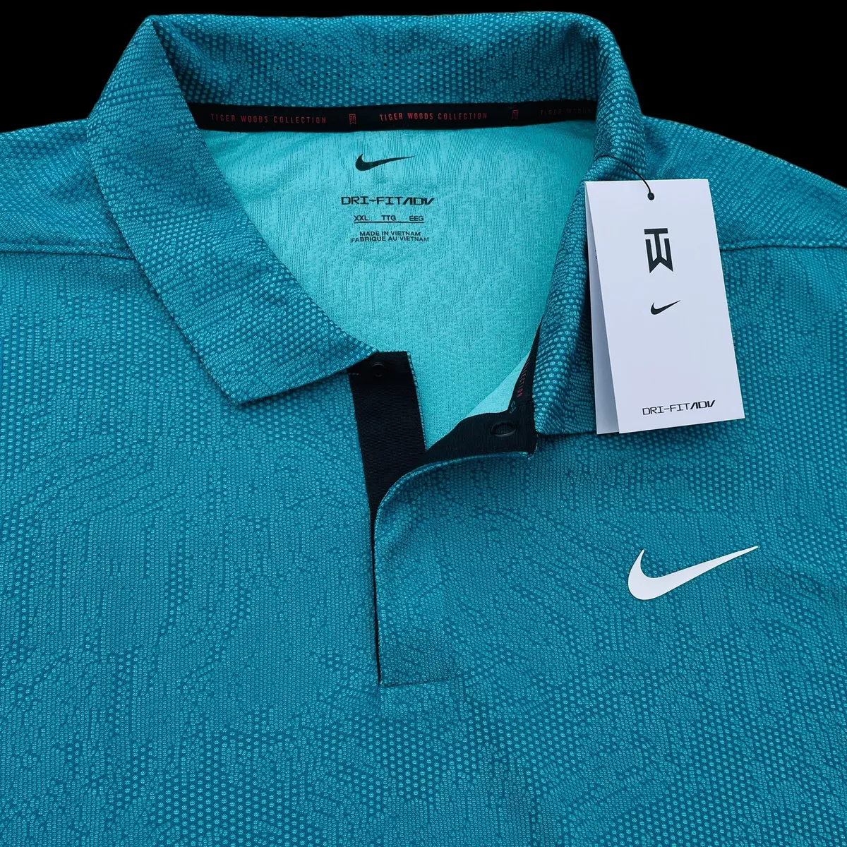 Nike Dri Fit ADV Tiger Woods Turquoise Mint Golf Polo Shirt DH0711 379 Men s 2XL