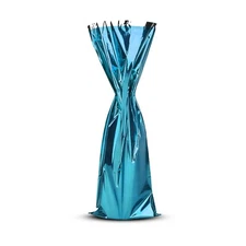 MT Products Metallic Blue Mylar Wine Gift Bags for Bottles - Pack of 25