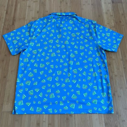 Jack Nicklaus Men's 2XL Blue Lime Watermelon Print Golf Polo Shirt - Picture 2 of 6