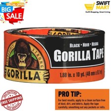 Heavy Duty Black Duct Tape Gorilla Tough Weather Resistant Large 10 Yard Roll