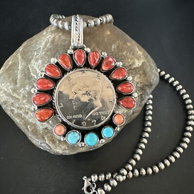 Sterling Silver Tribal Coin Necklace Crescent Moon Horns Pendant