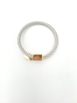 Rustic Cuff Bracelet Mixed Metal Hazel Coil Silver Tone Gold Tone Signed RC