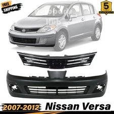 Front Bumper Cover Fascia & Grille Assembly Kit For 2007-2012 Nissan Versa