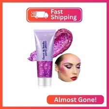 Go Ho Rose Purple Face Body Glitter Gel,Mardi Gras Purple Face Paint Makeup,Holo