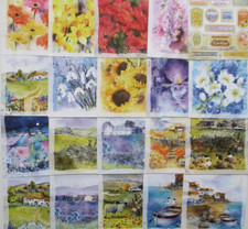 24x Hunkydory Little Square Book Watercolour Escapes Paper toppers - landscapes