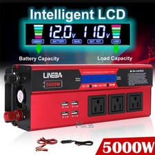 Convertidor 5000W De DC 12V A 110V AC Para Carro Auto Inversor Corriente y 4 USB