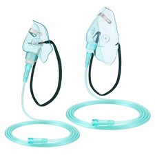 Geiserailie Adult Oxygen Mask M/L 2PCS Green Tubing 6.6ft Adjustable Strap New