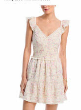 NWT LoveShackFancy Finny Mini Dress - XL- Ivory/Pink Bow Floral - $395 retail