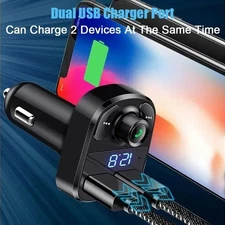 Bluetooth 5.0 FM Transmitter Car Adapter Fast Charger Hands-Free Calling Player