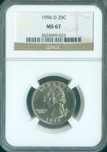 1996 D WASHINGTON QUARTER NGC MS67 SPOTLESS .