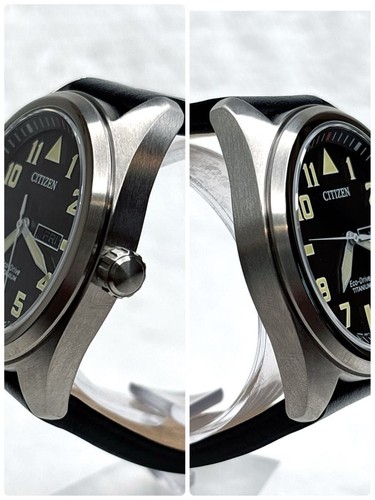 Citizen Eco-Drive BM8560-29E Jour Date Blk Argent Rond Titane Solaire Montre - Photo 6 sur 7