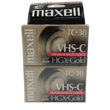 Maxell HGX-Gold VHS-C TC-30 Camcorder Tape 30min SP 2 Pack New Sealed Tapes