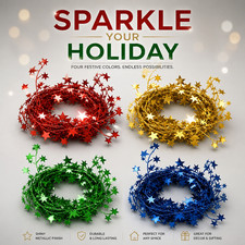 Foil Star Wire Garland 24.5 Ft Long