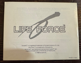 Nintendo NES Life Force Instruction Booklet Manual Book Only! No Game! some wear