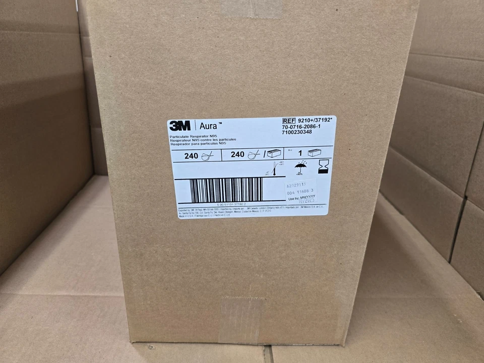 3M Genuine Aura 9210+ N95 Particulate Respirator Disposable Masks Case of 240 - Image 2 of 4