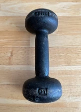 Vintage YORK Bun Head Cast Iron Dumbbell 6 Lbs Single Weight RARE Antique Round
