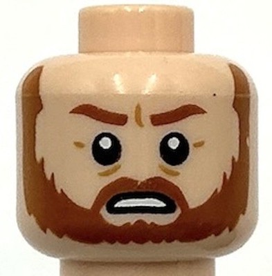 Lego New Light Nougat Minifigure Head Dual Sided Dark Orange Eyebrows Moustache