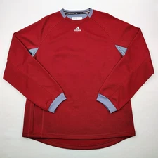 Adidas Dugout Fleece Pullover Baseball Warmup Sweatshirt Red Gray Men's M EUC!