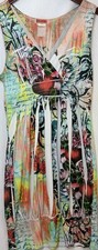 Vintage Body Central Sleeveless Art Print Dress L Y2K Stretch Empire Waist