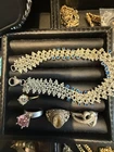 Vintage Sterling Silver Resell Lot .925 Natural Diamonds Cz Ring 8 InchBracelet