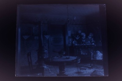 Antique 5x4 Inch Plate Glass Negative Of A Living Room Or Parlor Room V35