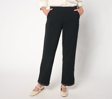 Isaac Mizrahi Live Petite Scuba Crepe Straight Leg Ankle Pants Pitch Black M Ne