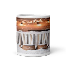 Cozy Winter Scene 11oz Ceramic Mug with Hot Cocoa Bar Design