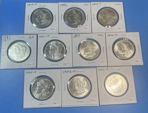 Morgan Silver Dollar Lot Of 10 BU UNC Blast White💥 High Grade💥Major Die Cracks