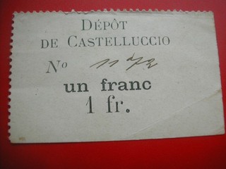 DEPOT DE PRISONNIERS DE GUERRE PETIT BILLET 1 FRANC CAMP DE CASTELLUCCIO