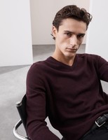 M&S - Autograph Mens Cashmere V-Neck Long sleeved Jumper in Burgundy