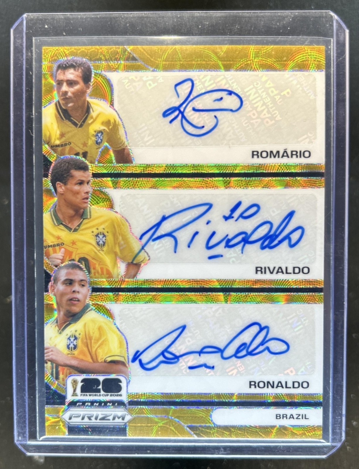 2026 Prizm World Cup Romario Rivaldo Ronaldo Trio Choice Gold Auto Autograph #/2