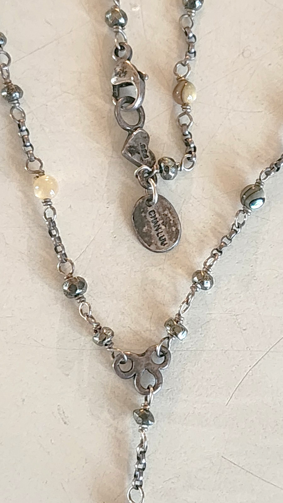 CL SIGNED SOLID STERLING SILVER NECKLACE & CROSS-… - image 4