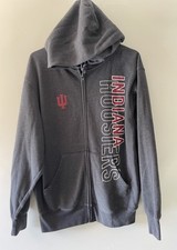 Vintage Jansport Indiana Hoosiers Full Zip Pullover Sweatshirt Gray Size Medium