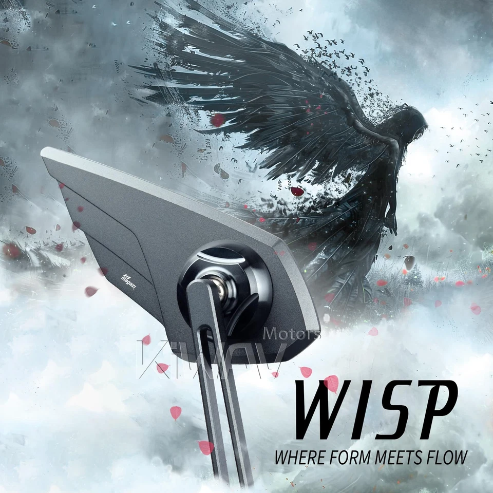 Espejo retrovisor de extremo de barra pequeño Wisp Wing negro DERECHO X1 para Triumph Street Triple '08-'12 Foto 3 de 4