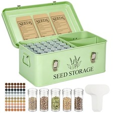 VOTMONDY 60-Slot Metal Seed Storage Organizer Box, Seed Saving seedbox-green-01