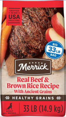 Merrick Classic Healthy Grains Real Beef & Brown Rice Adult Dry Dog Food, 33 lb
