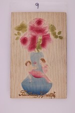 Germany Embossed Birthday Postcard Fairies Roses Vase Divided Back