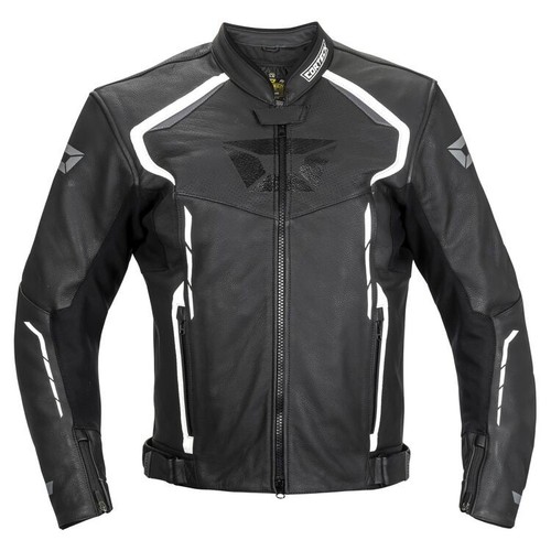 Cortech Chicane Leather Jacket CE Level 1 Armor Mens XL White/Black USED