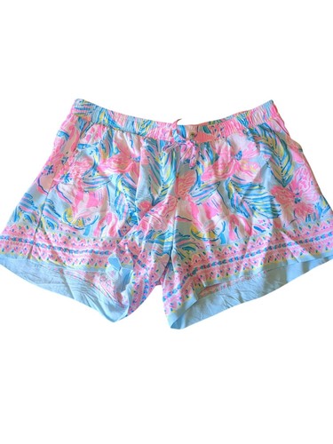 Lilly Pulitzer Katia Shorts Blue Ibiza Gimme The Juice Engineered Women's L EUC