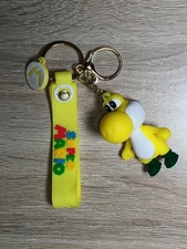*FREE SHIP* 2.5" YELLOW YOSHI Keychain Clip Super Mario Nintendo Silicone Strap