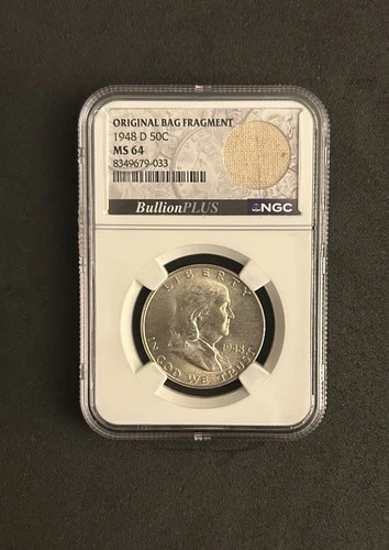 Franklin Half Dollar 1948 D NGC MS 64 Original Bag Fragment