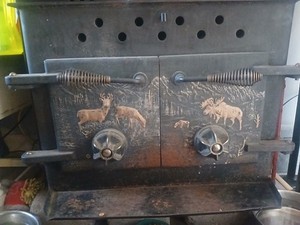 Huntsman Cast Iron Woodstove Slow Burning Wildlife Design Indoor Freestanding