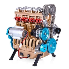 TECHING Metal 4 Cylinder Engine Car Mini Assembled Inline Engine Toy Decoration