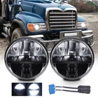 For Mack Granite CV713 Dump Trucks 2PCS 7" inch Round Led Headlights Hi/Lo Beam