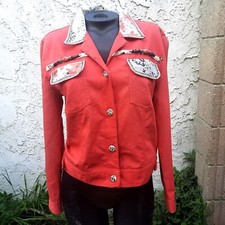 Vintage Women's Jean Jacket By Nancy Bolen City Girl Sz 8 Embellished